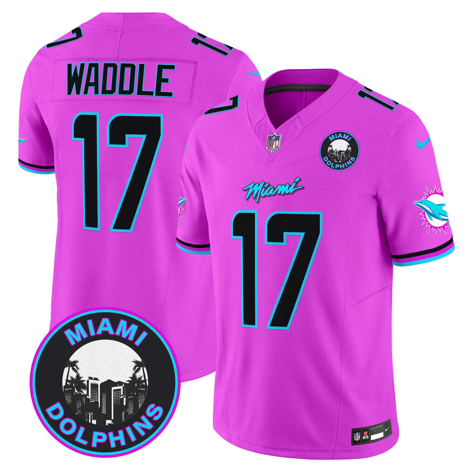 Men Miami Dolphins #17 Waddle Pink 2024 Nike Vapor Limited NFL Jersey->indianapolis colts->NFL Jersey